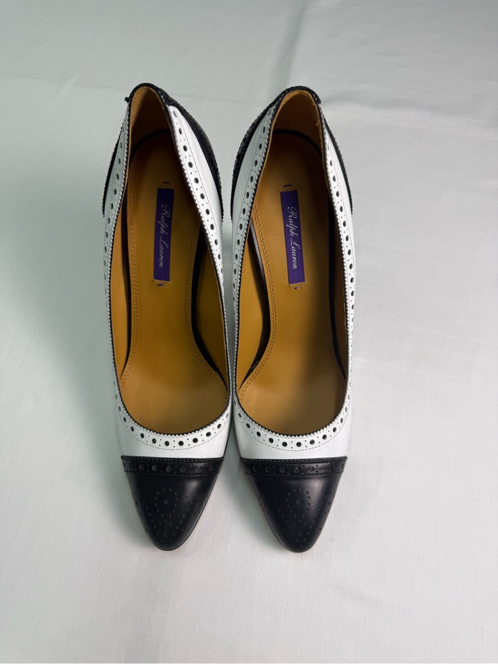 Vintage Black And White Ralph Lauren Purple Label Pumps Heels EU Size 40 M Italy